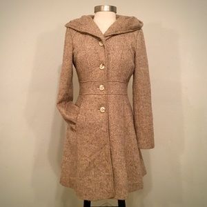 Hooded Wool Dress Coat